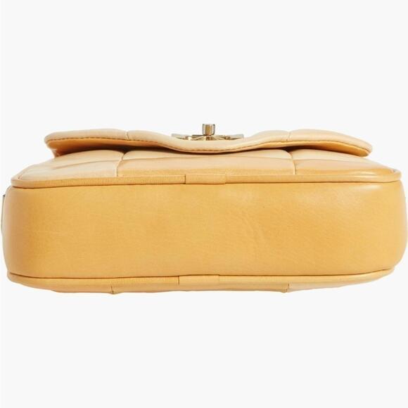 Tory Burch Kira Mini Leather Patchwork Camera Bag GOLDEN STRAW MIX - Picture 5 of 9